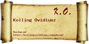 Kolling Ovidiusz névjegykártya